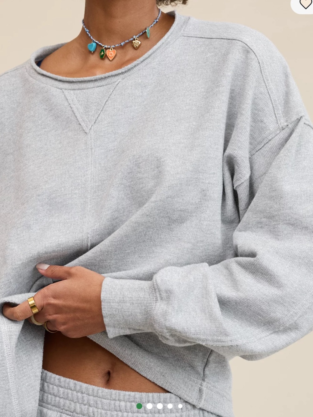 Aerie Vacay Crew Sweatshirt Grey Sz.XS - Picture 3 of 8